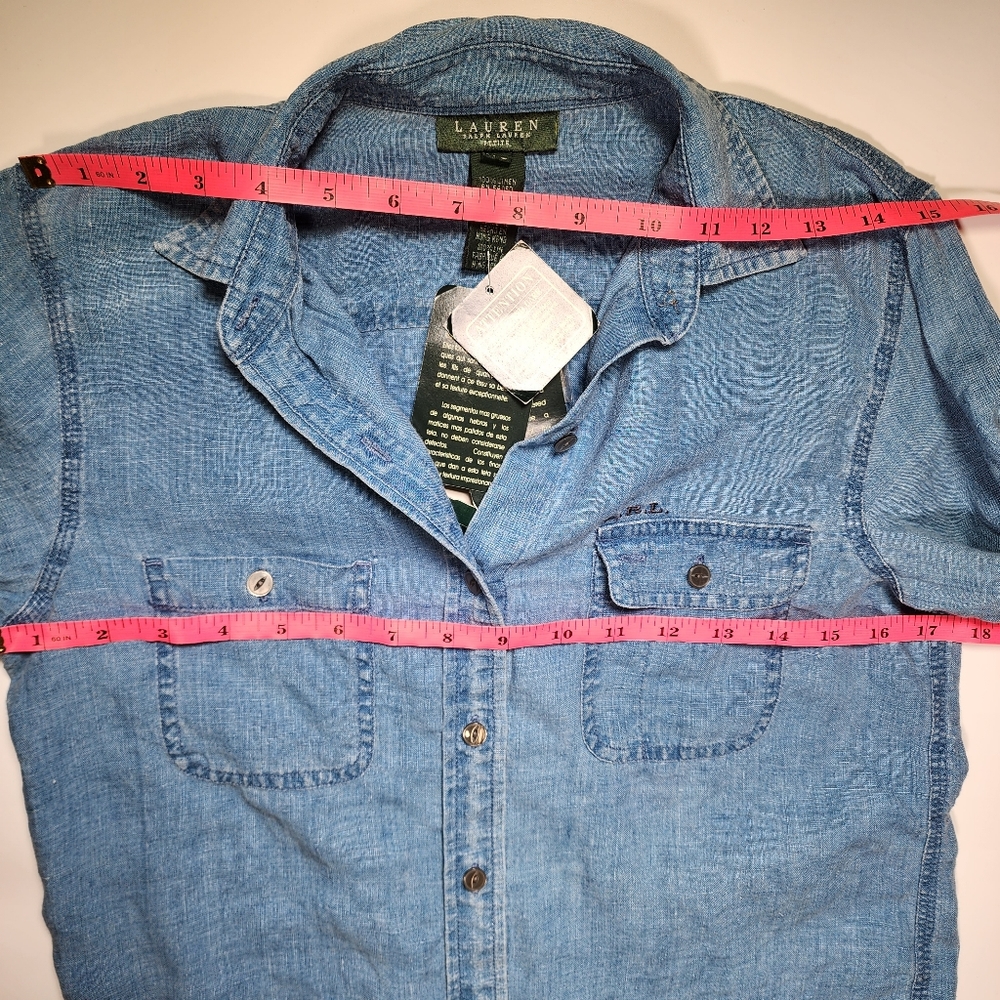 Ralph Lauren. Vintage,  Indigo dyed linen top Size small - Picture 7 of 7